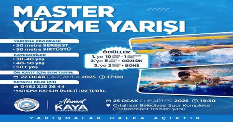 Ortahisar Belediyesi ‘Master Yüzme Yarışı’ düzenliyor